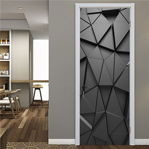 2PCS/Set Fashion Geometric Door Sticker Wallpaper On The Door Home Decoration Self Stick Wallpaper Waterproof Renovation Poster