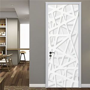 2PCS/Set Fashion Geometric Door Sticker Wallpaper On The Door Home Decoration Self Stick Wallpaper Waterproof Renovation Poster