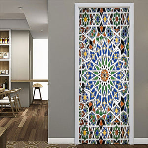 2PCS/Set Fashion Geometric Door Sticker Wallpaper On The Door Home Decoration Self Stick Wallpaper Waterproof Renovation Poster