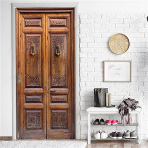 2PCS/Set Fashion Geometric Door Sticker Wallpaper On The Door Home Decoration Self Stick Wallpaper Waterproof Renovation Poster