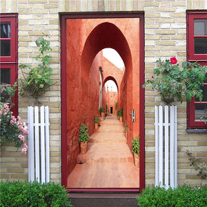 2PCS/Set Fashion Geometric Door Sticker Wallpaper On The Door Home Decoration Self Stick Wallpaper Waterproof Renovation Poster