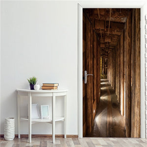 2PCS/Set Fashion Geometric Door Sticker Wallpaper On The Door Home Decoration Self Stick Wallpaper Waterproof Renovation Poster