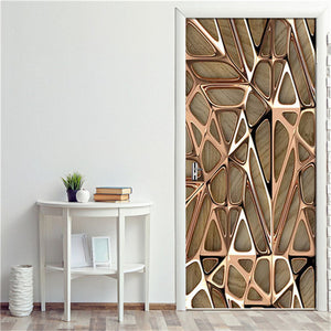 2PCS/Set Fashion Geometric Door Sticker Wallpaper On The Door Home Decoration Self Stick Wallpaper Waterproof Renovation Poster