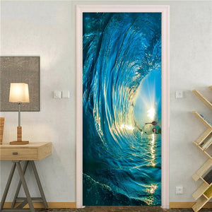 2PCS/Set Fashion Geometric Door Sticker Wallpaper On The Door Home Decoration Self Stick Wallpaper Waterproof Renovation Poster