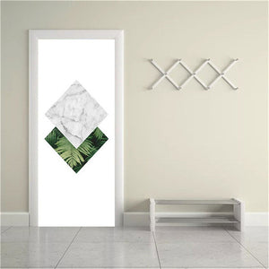 2PCS/Set Fashion Geometric Door Sticker Wallpaper On The Door Home Decoration Self Stick Wallpaper Waterproof Renovation Poster